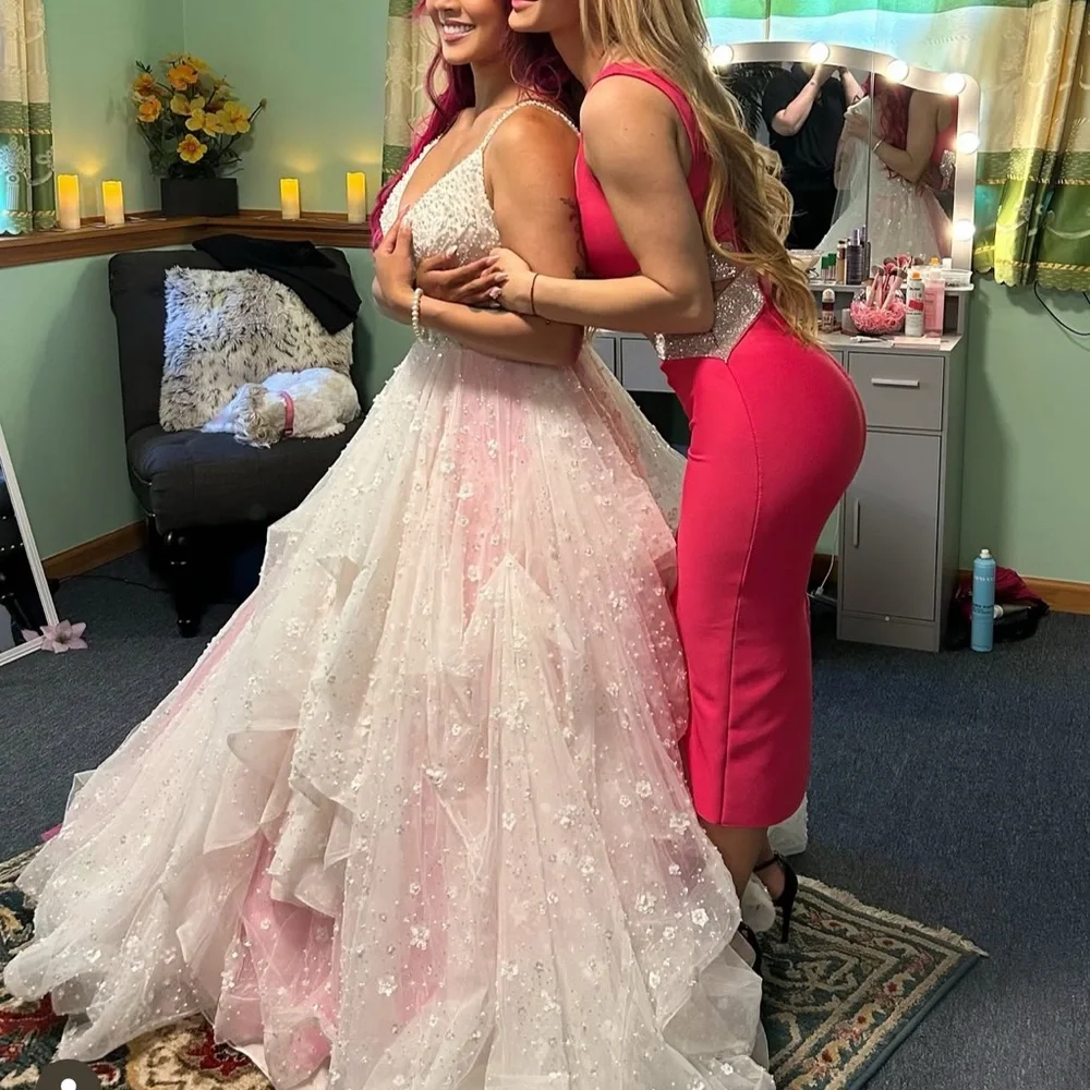Elegant Pink Dress with rhinestone Accents - Picture 9 of 11